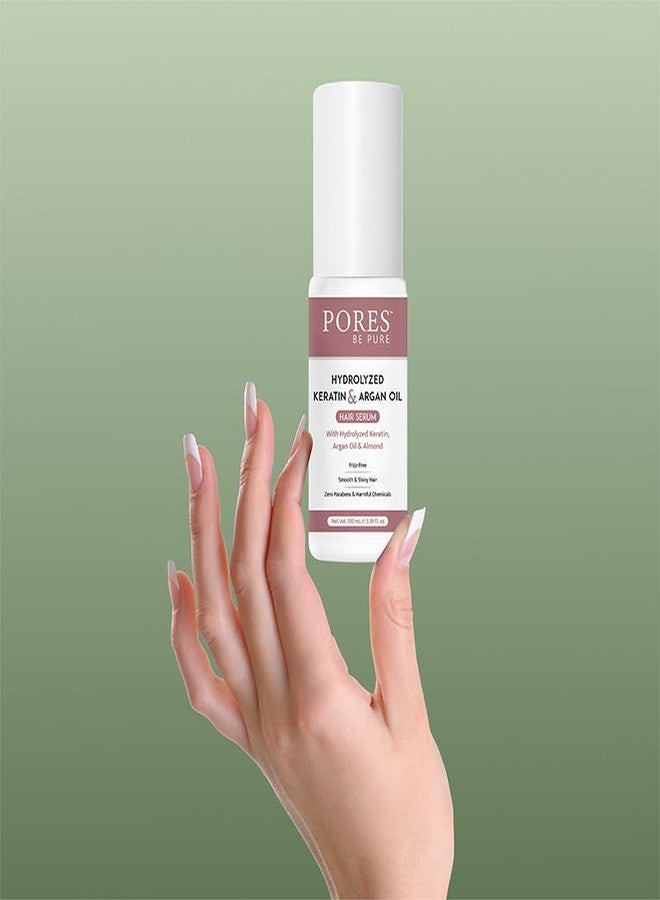 PORES Be Pure Hair Serum | Argan Oil, Keratin & Almond Oil | Anti-Frizz, Smooth & Shiny Hair | Repairs Dry & Damaged Hair | Unisex - 100ml - Image 3