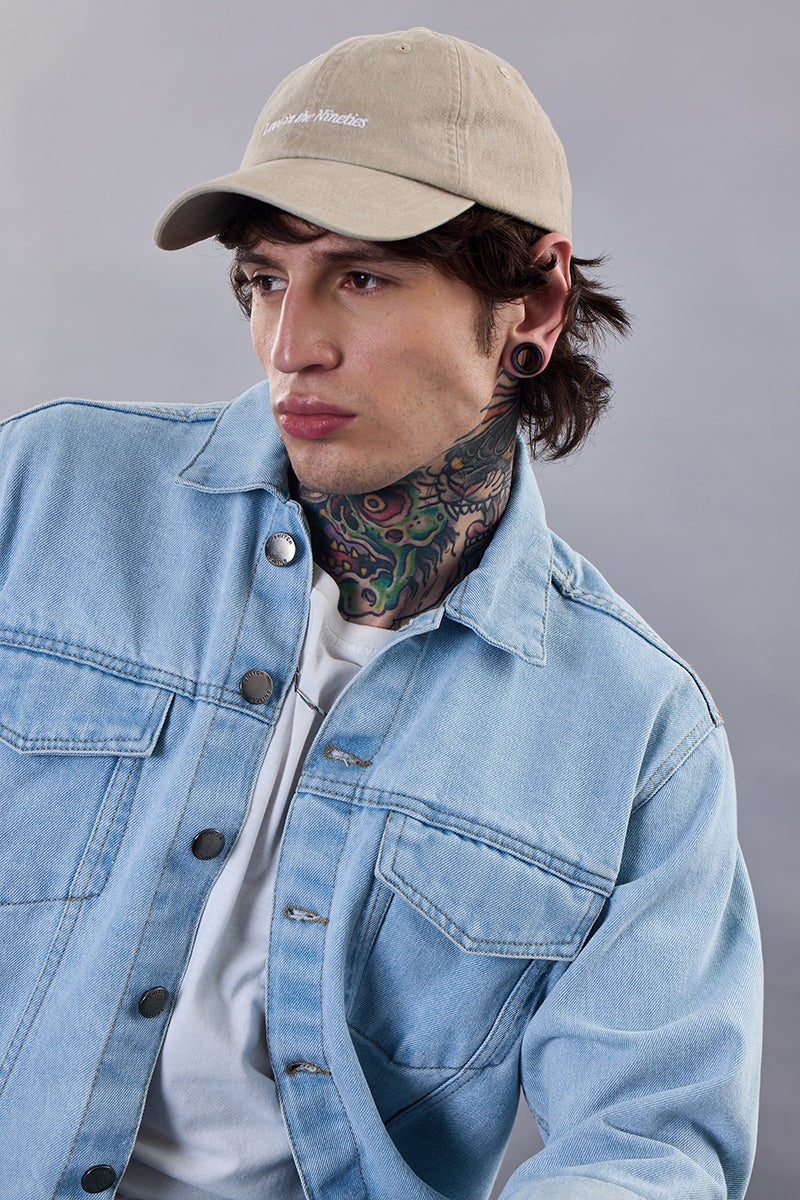 Snitch Revolution Light Blue Cropped Printed Denim Jacket - Image 5