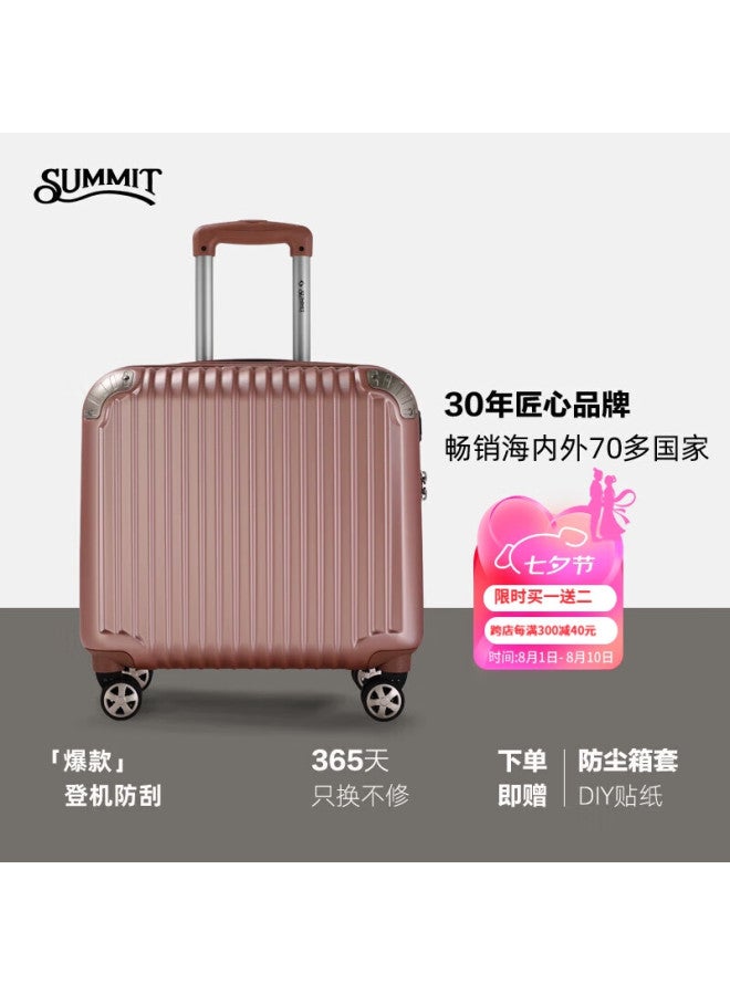 SUMMIT Samite 360-degree Wheel Trolley Case, 16-inch, For Men And Women, Small Business Carry-on Luggage, Pc338tc, Scratch-resistant, Rose Gold - Image 1
