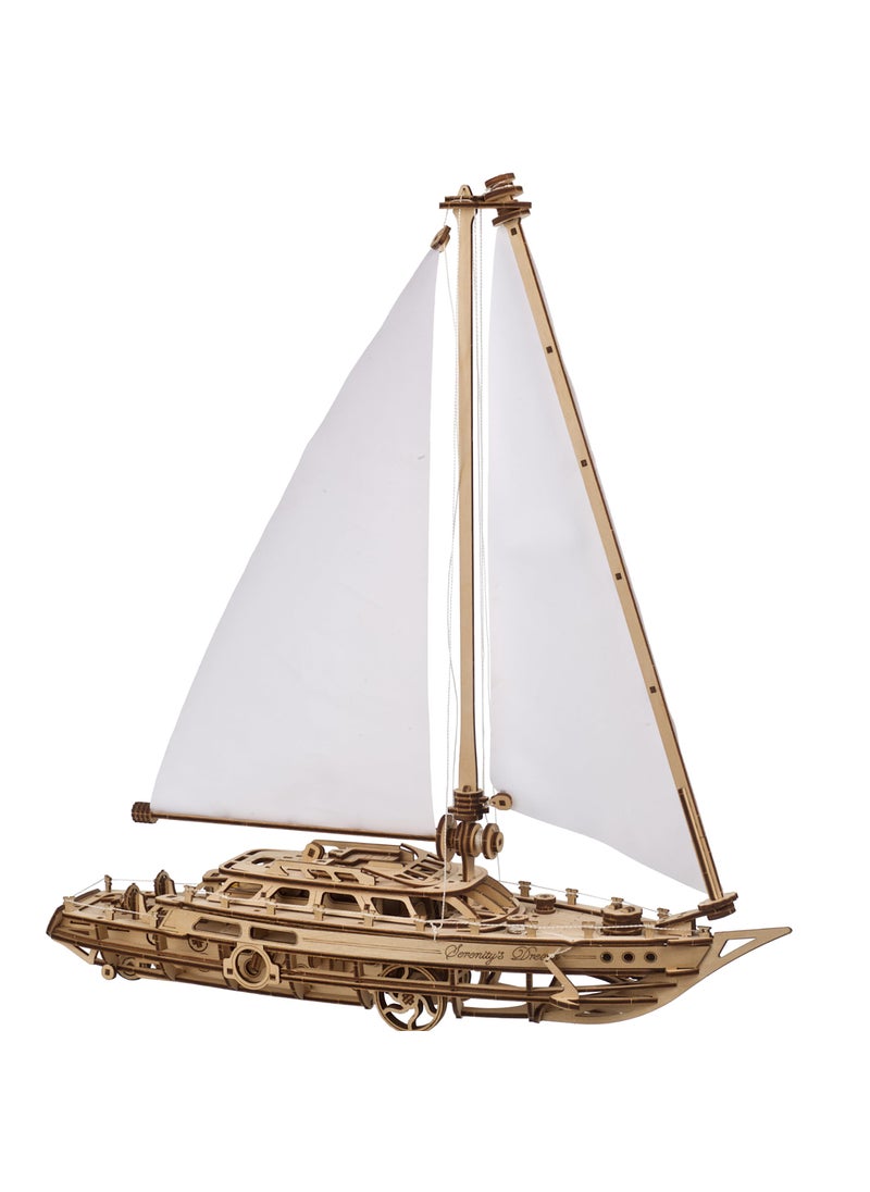 UGEARS UGEARS Serenity’s Dream Model Yacht - Model Ships Kits for Adults - Wooden Models to Build for Adults - 3D Puzzles Adult Ship Model Kit - DIY Wooden Model Boats for Enthusiasts  - Image 1