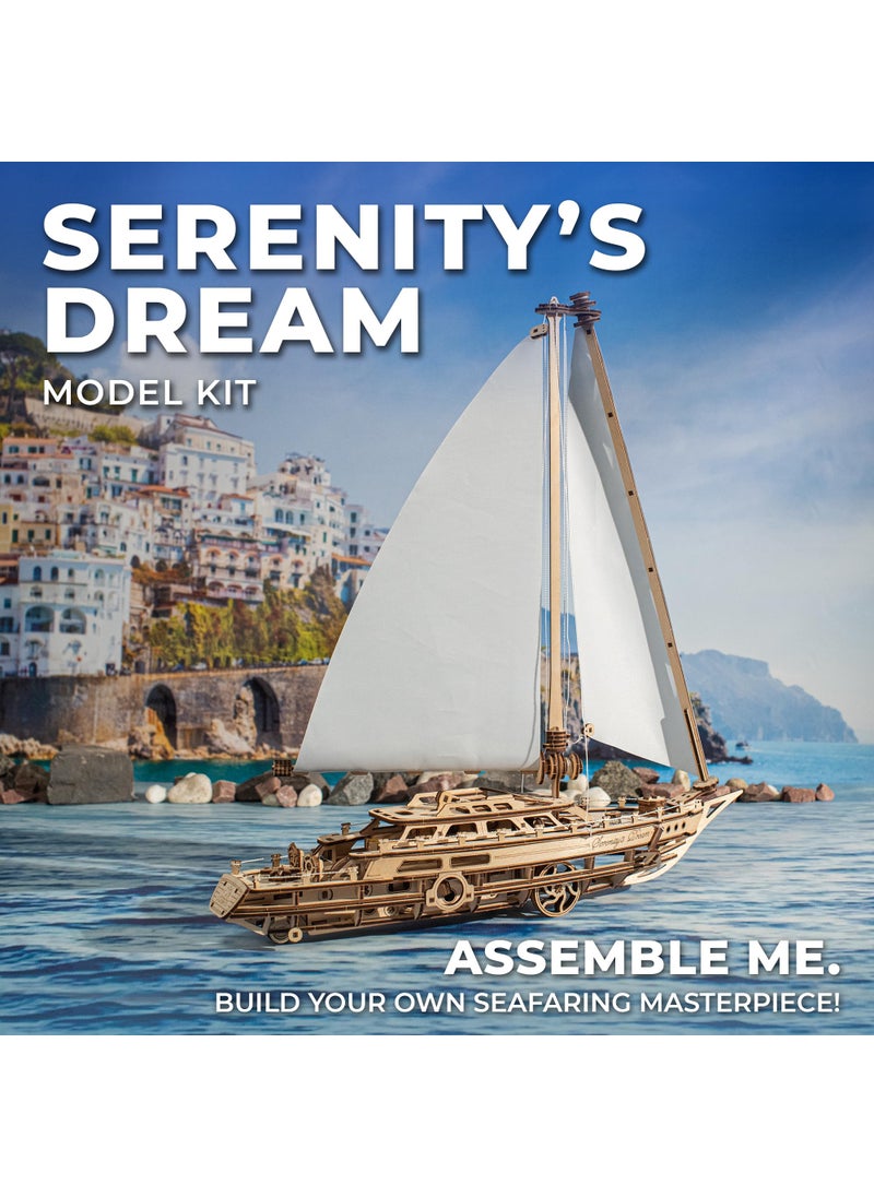 UGEARS UGEARS Serenity’s Dream Model Yacht - Model Ships Kits for Adults - Wooden Models to Build for Adults - 3D Puzzles Adult Ship Model Kit - DIY Wooden Model Boats for Enthusiasts  - Image 5