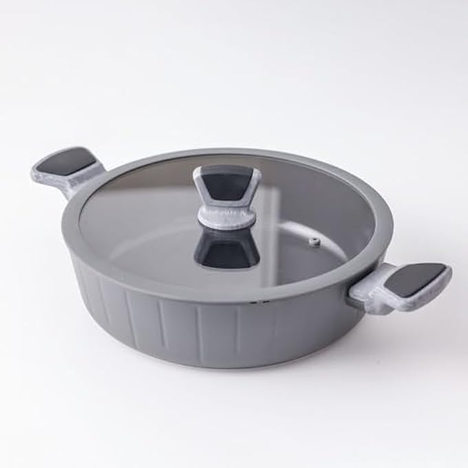 دانوب هوم مقلاة شيفس ديلايت ستيلا الضحلة مع غطاء، مقلاة غير لاصقة وخالية من حمض بيرفلورو الأوكتانويك للطهي الصحي، مقلاة عميقة فاخرة للقلي السريع، متوافقة مع أدوات الطهي بالحث، الطول 28 × العرض 8 سم - Image 1