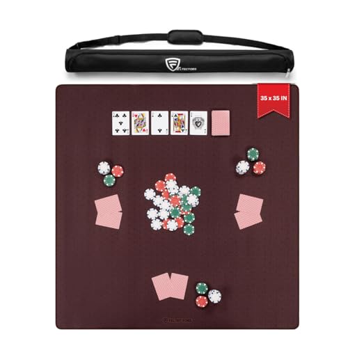 Feltectors Board Game Mat 35x35 Designed for 36 in Tables Mahjong Mat with Carrying Bag Neoprene Playmat Table Cover for Board Games Tile Poker RPG and Dominoes Brown - Image 1
