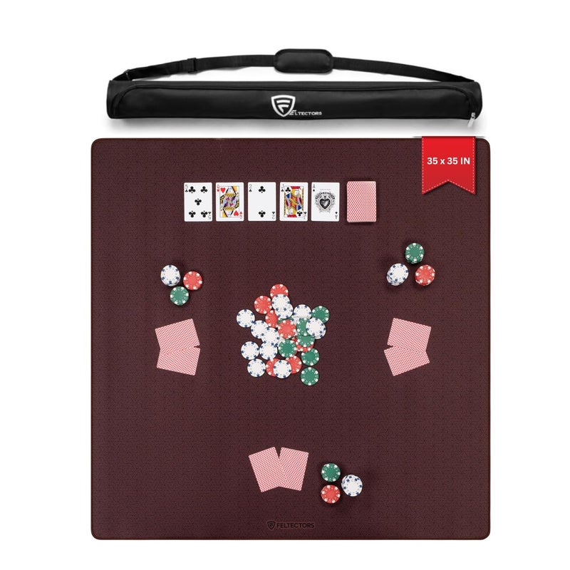 Feltectors Board Game Mat 35x35 Designed for 36 in Tables Mahjong Mat with Carrying Bag Neoprene Playmat Table Cover for Board Games Tile Poker RPG and Dominoes Brown - Image 3