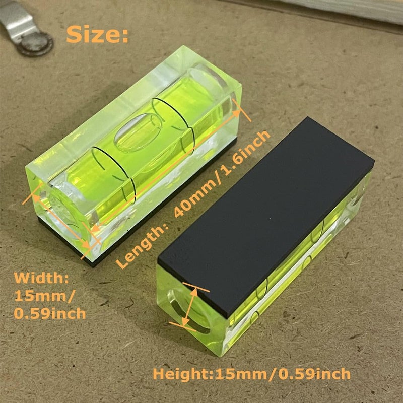3Pcs Small Square Magnetic Spirit Levels Set Precision Bubble Level Mini Horizontal Bubble Measuring Tool (15x15x40mm, Magnetic) - Image 2