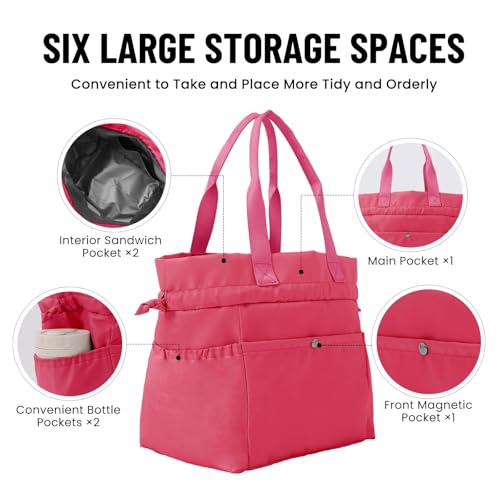 MEXS Lunch Bag for Women Reusable Drawstring Insulated Lunch Box Stain-Resistant Large Cinch Closure Lunch Bags for Work Office - Image 4