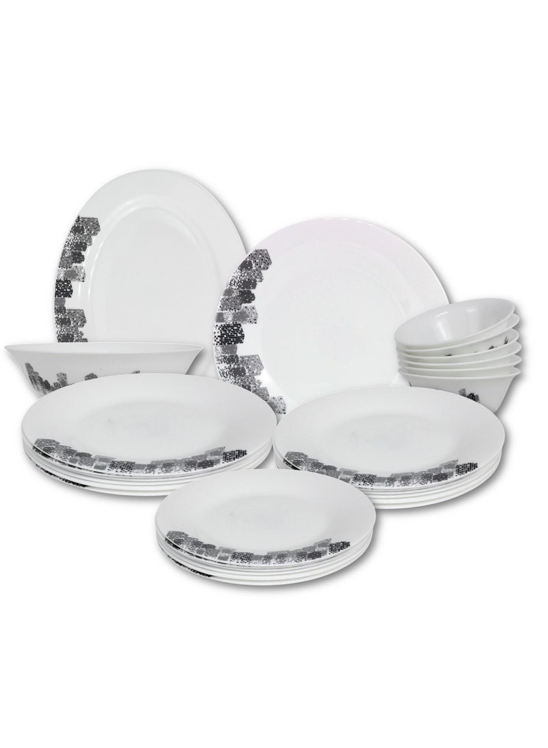 Melrich Melrich 26 Pcs Opal ware Dinner set Dishwasher safe Microwave safe Freezer safe 6 Dinner set 6 Dessert plate 6 Soup plate 6 Bowl 1 Large Bowl 1 Serving Plate BPA free - Image 1