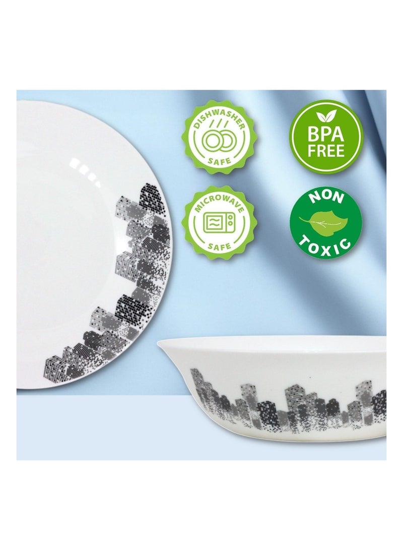 Melrich Melrich 26 Pcs Opal ware Dinner set Dishwasher safe Microwave safe Freezer safe 6 Dinner set 6 Dessert plate 6 Soup plate 6 Bowl 1 Large Bowl 1 Serving Plate BPA free - Image 5