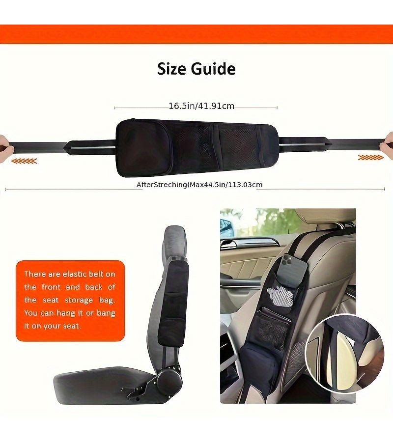 Car Seat Side Storage Hanging Bag 16 54 X 5 51 Inch 1 Pack - Image 2