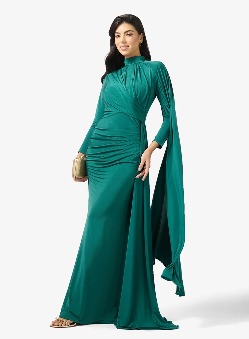 Namshi x  Mock Neck Draped Bodycon Dress for Women | Best Price UAE