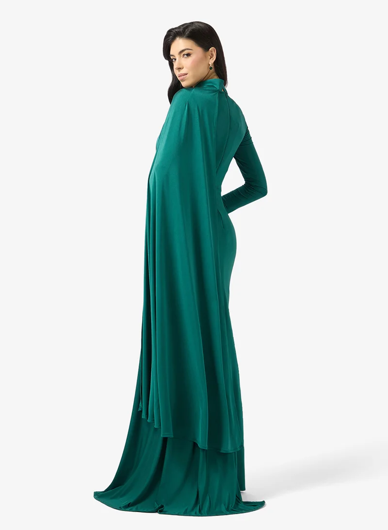 Namshi x Mock Neck Draped Bodycon Dress