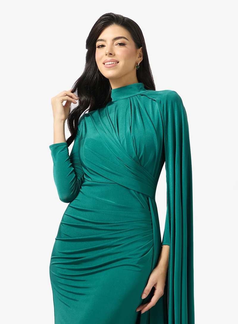 Namshi x  Mock Neck Draped Bodycon Dress for Women | Best Price UAE