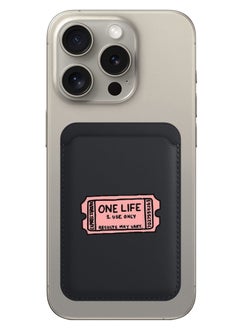 Magnetic Wallet, Compatible with MagSafe Wallet, for iPhone Wallet, for iPhone 16/15/14/13/12 Series, Not for iPhone 13/12 mini, 3 Card Holder, Vegan Leather, Black - One life