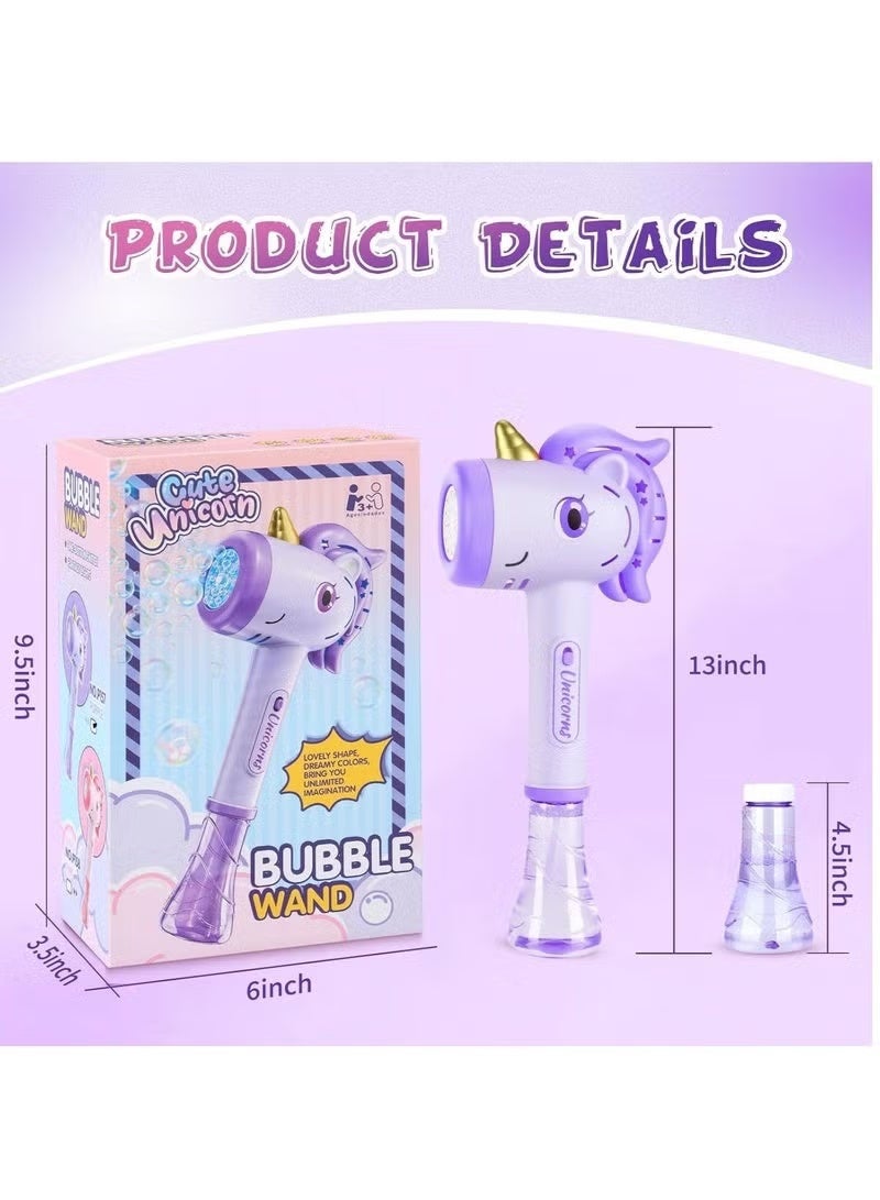 Toys for 3+ Year Old Girls Kids: Unicorn Bubble Wand with Cool Light Gifts for Age 3 4 5 6 7 8 Years Old Kids Baby Bubble Machine for Parties Birthday for Toddler Ages 3-8 - Image 3