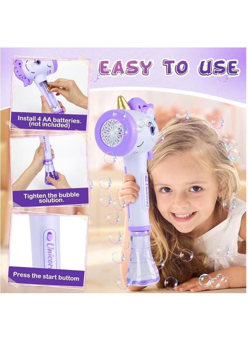 Toys for 3+ Year Old Girls Kids: Unicorn Bubble Wand with Cool Light Gifts for Age 3 4 5 6 7 8 Years Old Kids Baby Bubble Machine for Parties Birthday for Toddler Ages 3-8 - Image 5