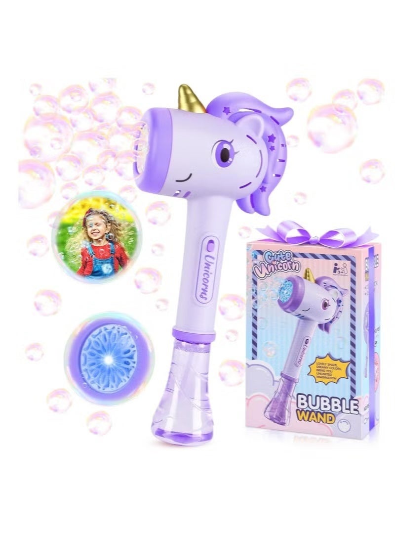 Toys for 3+ Year Old Girls Kids: Unicorn Bubble Wand with Cool Light Gifts for Age 3 4 5 6 7 8 Years Old Kids Baby Bubble Machine for Parties Birthday for Toddler Ages 3-8 - Image 1