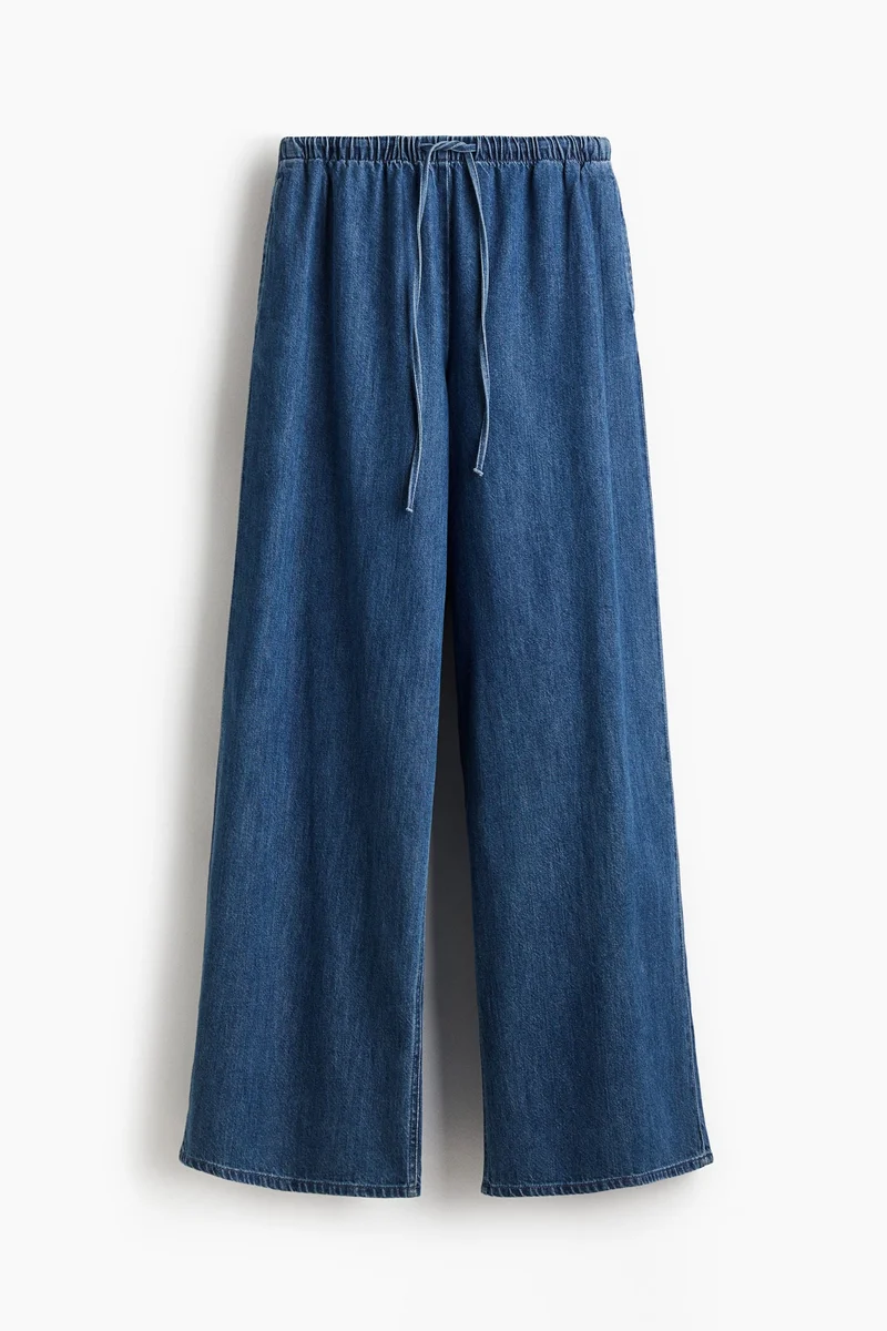 اتش اند ام بنطلون من الدنيم الناعم برباط