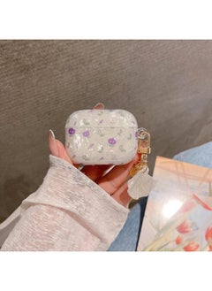For AirPods Pro2 Earphone Protective Cover Simple Shell Pattern Soft Shell For Apple 1/2/3 Generation Bluetooth Pendant-Color:Purple Tulip + Shell Pendant-Applicable Model:Airpods 3rd Generation