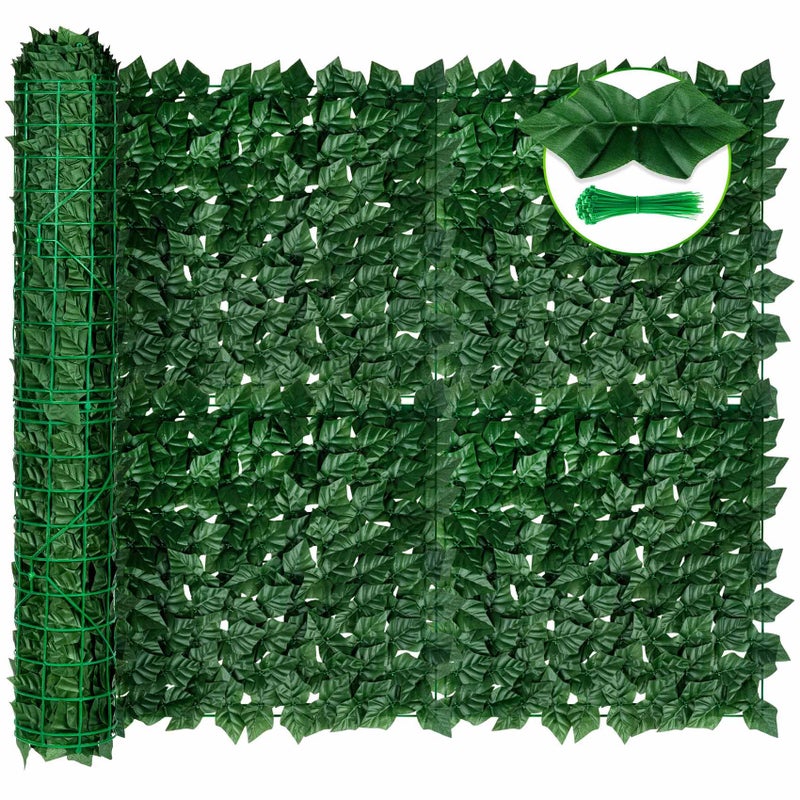 KASZOO Artificial Ivy Privacy Fence Screen 120"Ã—40" - UV-Anti Dense Faux Ivy Greenery Backdrop Fence Panels for Patio, Balcony, Garden, Backyard Indoor Outdoor Decor - Image 1