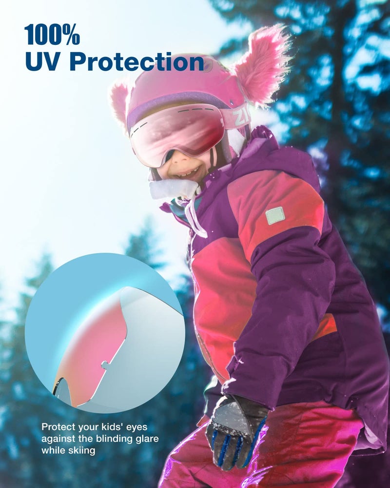 ZIONOR XMINI Kids Ski Goggles - Snowboard Snow Goggles for Boys Girls Youth - Image 3