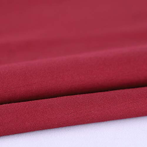 palglg Mens Long Sleeve Muscle Slim Fitted Cotton Henley T-Shirt with Buttons Wine Red M - Image 4
