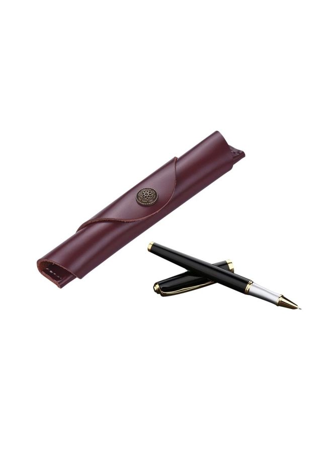Leather Pen Case Brown - Image 4