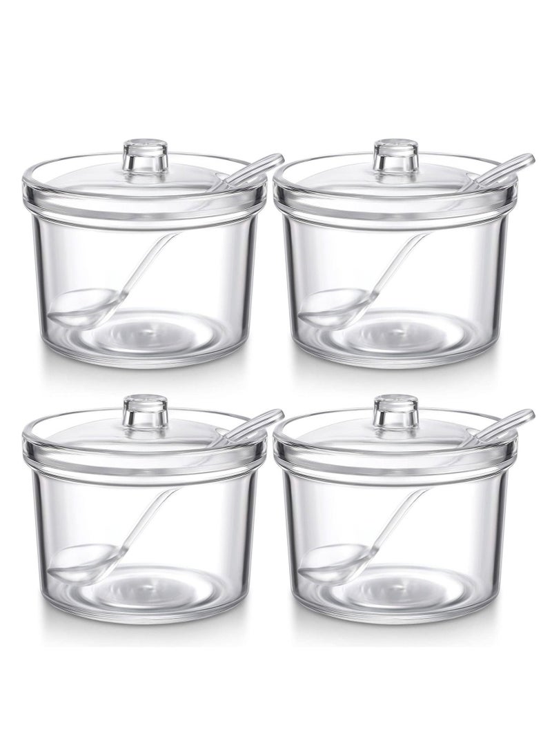 Clear Acrylic Sugar Bowl With Lid And Spoon For Coffee Bar AccessoriesCereal Bowls Tea Kitchen Countertop Canisters u0026 Baking for Sugar Salt Spices Condiments 7.1 oz - Image 1