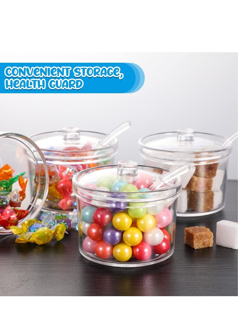 Clear Acrylic Sugar Bowl With Lid And Spoon For Coffee Bar AccessoriesCereal Bowls Tea Kitchen Countertop Canisters u0026 Baking for Sugar Salt Spices Condiments 7.1 oz - Image 2