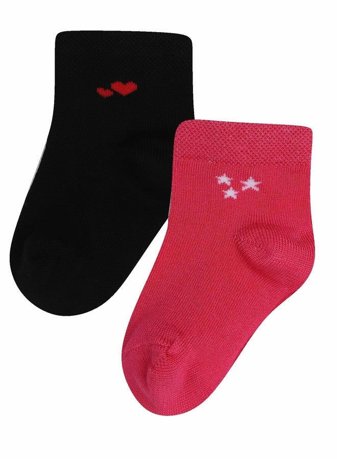 BODYCARE Girls Solid Socks Pack Of 2 - Black & Fuchsia - Image 1