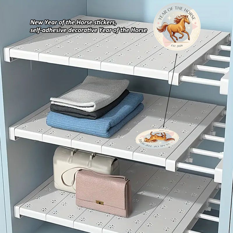 4pcs No Drill Adjustable Telescopic Shelf Dividers With Adhesive Pads For Wardrobe Kitchen Bathroom - Image 1