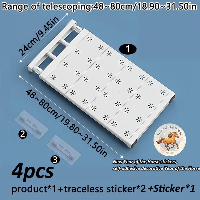 4pcs No Drill Adjustable Telescopic Shelf Dividers With Adhesive Pads For Wardrobe Kitchen Bathroom - Image 3