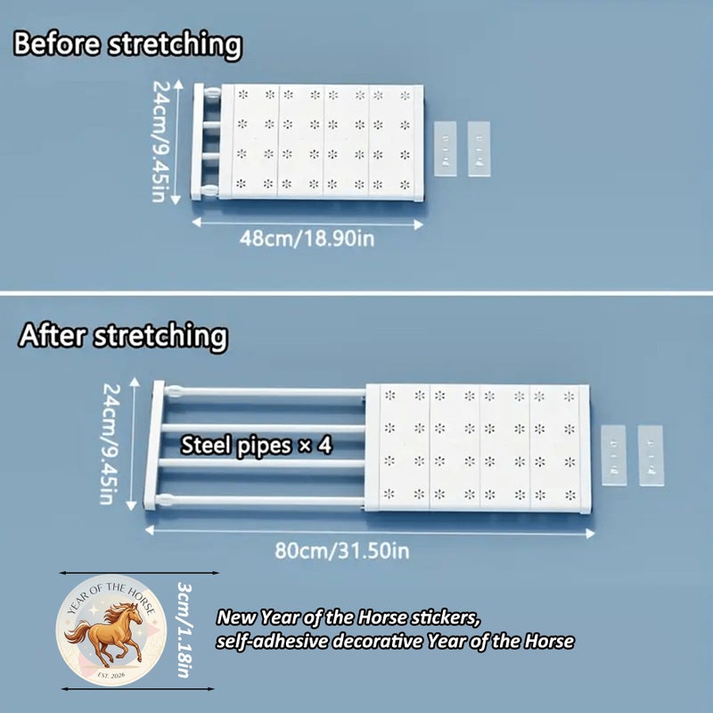 4pcs No Drill Adjustable Telescopic Shelf Dividers With Adhesive Pads For Wardrobe Kitchen Bathroom - Image 5
