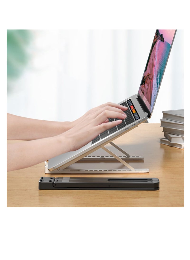 ECVV حامل كمبيوتر محمول ECVV محمول للمكتب، حامل كمبيوتر محمول قابل للتعديل بزاوية 13 زاوية، حامل كمبيوتر محمول مريح من مادة ABS، متوافق مع أجهزة الكمبيوتر المحمولة وأجهزة iPad (11-17 بوصة) (أسود) - Image 2