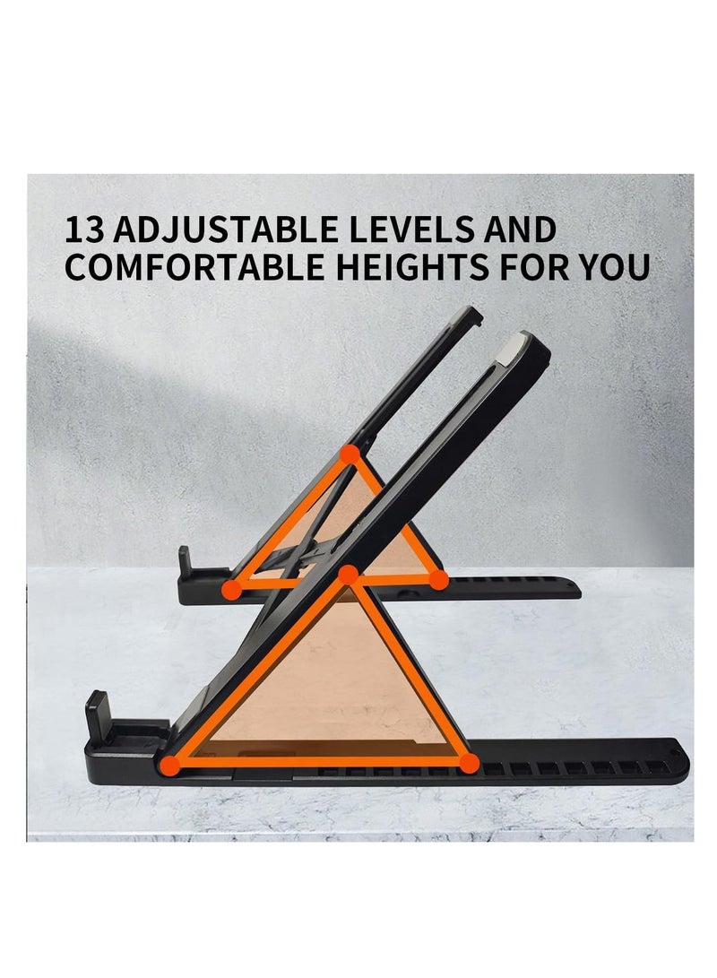 ECVV حامل كمبيوتر محمول ECVV محمول للمكتب، حامل كمبيوتر محمول قابل للتعديل بزاوية 13 زاوية، حامل كمبيوتر محمول مريح من مادة ABS، متوافق مع أجهزة الكمبيوتر المحمولة وأجهزة iPad (11-17 بوصة) (أسود) - Image 5