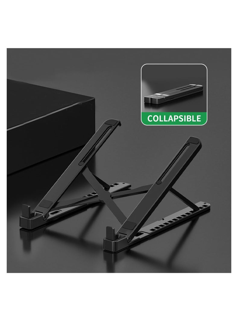 ECVV حامل كمبيوتر محمول ECVV محمول للمكتب، حامل كمبيوتر محمول قابل للتعديل بزاوية 13 زاوية، حامل كمبيوتر محمول مريح من مادة ABS، متوافق مع أجهزة الكمبيوتر المحمولة وأجهزة iPad (11-17 بوصة) (أسود) - Image 3