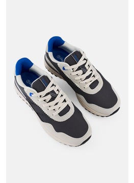 Algspar Men Brand Logo Lace Up Shoes, Grey  - Image 2