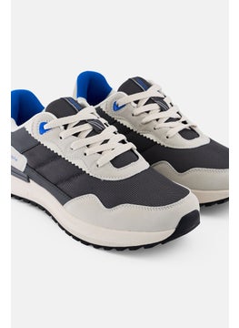 Algspar Men Brand Logo Lace Up Shoes, Grey  - Image 4