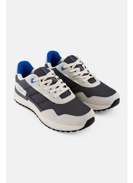 Algspar Men Brand Logo Lace Up Shoes, Grey  - Image 1