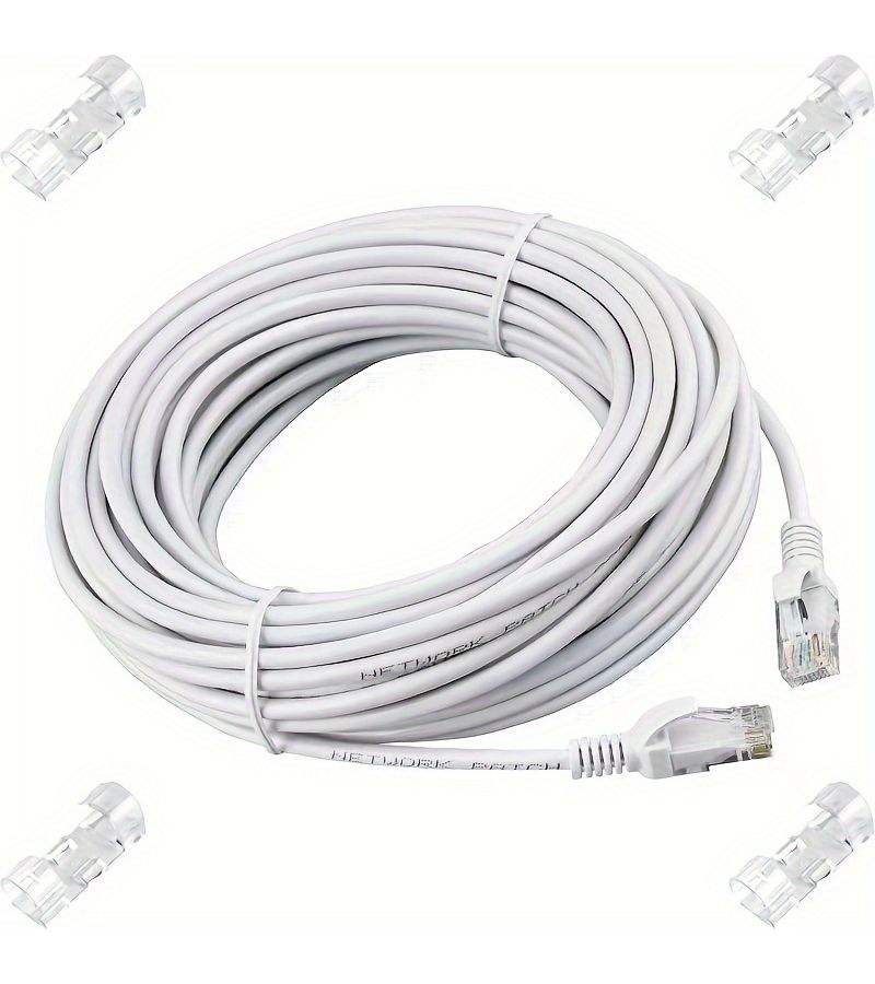 Gray Snagless Cat5e Ethernet Patch Cord 787.4 Inch With Cable Clips - Image 1