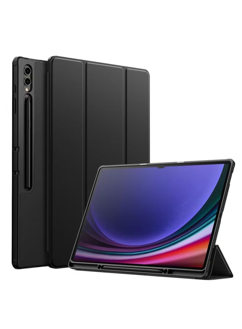 UMIXPRO Samsung Galaxy Tab S10 Ultra 14.6 Inch with S Pen Holder Soft TPU Tri Fold Stand Protective Tablet Cover Support S Pen Charging Auto Wake Sleep Black - Image 1