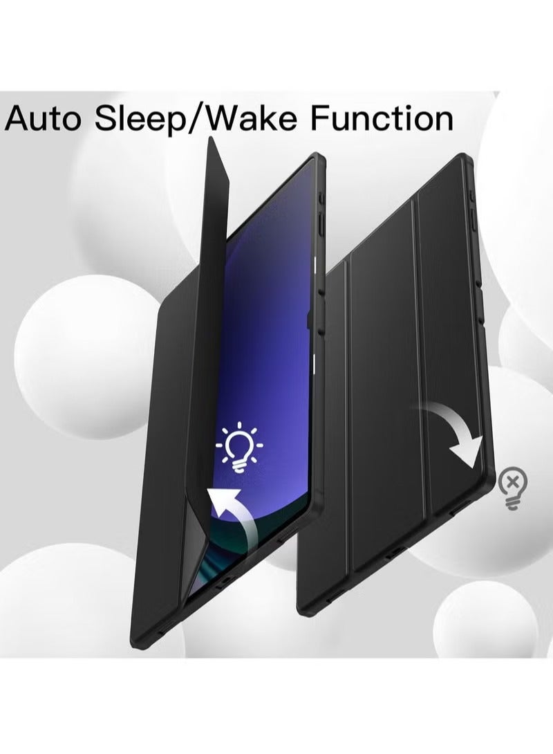 UMIXPRO Samsung Galaxy Tab S10 Ultra 14.6 Inch with S Pen Holder Soft TPU Tri Fold Stand Protective Tablet Cover Support S Pen Charging Auto Wake Sleep Black - Image 5