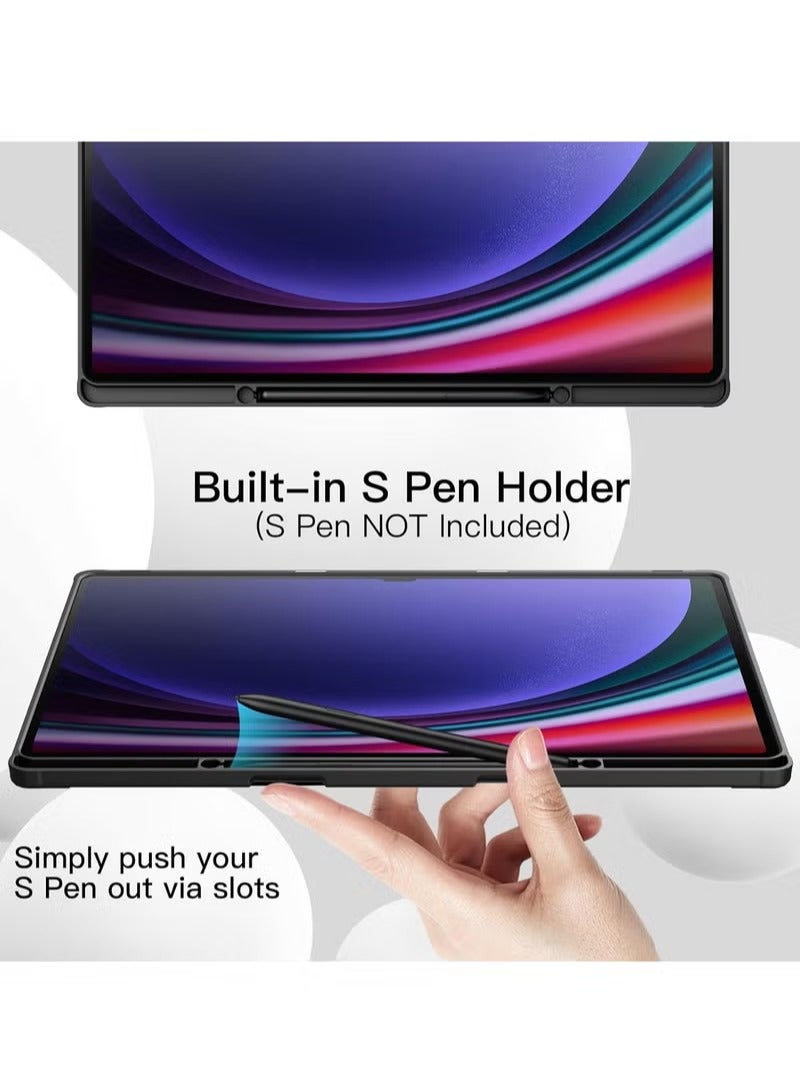 UMIXPRO Samsung Galaxy Tab S10 Ultra 14.6 Inch with S Pen Holder Soft TPU Tri Fold Stand Protective Tablet Cover Support S Pen Charging Auto Wake Sleep Black - Image 3