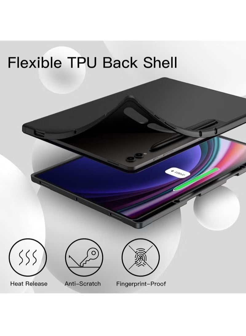 UMIXPRO Samsung Galaxy Tab S10 Ultra 14.6 Inch with S Pen Holder Soft TPU Tri Fold Stand Protective Tablet Cover Support S Pen Charging Auto Wake Sleep Black - Image 4