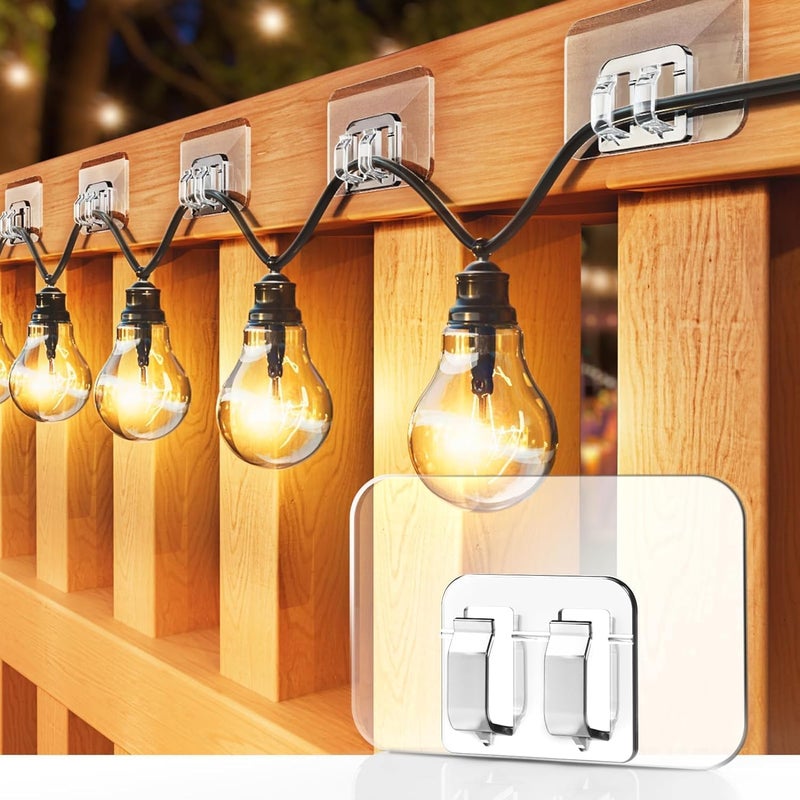 MVM Enterprise String Light Sticker Hook Wall Hanging Sticker Hooks for Wall Without Drilling Multi use for Home Garden Office fastival Decoration Light Sticker Hook PVC Heavy Duty Hook 10 pcs - Image 1