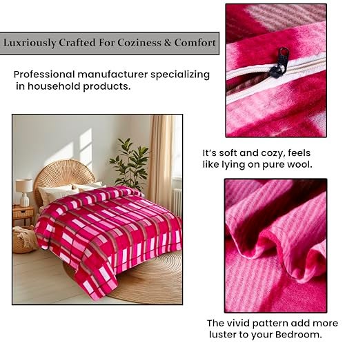CHANDRAVATI Fleece|| Quilt Cover/Duvet Cover/Rajai Cover/Blanket Cover for Winters (RC-Pink, 60x90) - Image 4
