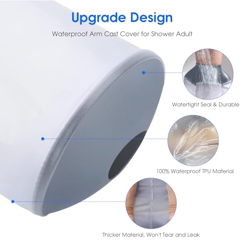 COMFYTHERA Waterproof Arm Cast Cover for Shower Wound Protector Bath Adult Watertight Cast Bag Showering for Surgery Bandage Broken Hand,Wrist,Finger, Elbow Reusable Durable (B-Short Arm-M) - Image 3