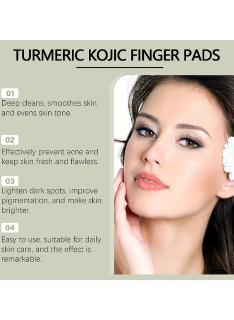 EELHOE Turmeric & Kojic Finger Pads Exfoliating Pads Facial Sponges Cleaning Gentle Fades Acne Brightens And Refines Pores 30pieces - Image 4