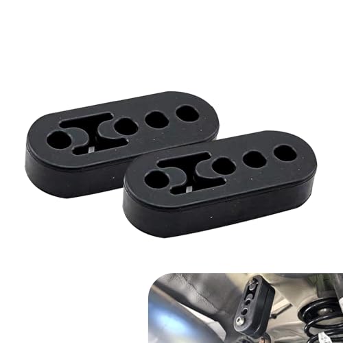 Hugwits 2 PCS Rubber Exhaust Hangers 4 Holes Adjustable Muffler Hanger Universal Muffler Exhaust Hanger System Heavy Insulator Support Bushing Mount Universal Tailpipe Damping Bracket Black - Image 1