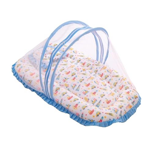 mee mee Mee Mee Cushioned Baby Mattress Set with Mosquito Net and Pillow - Transport - Image 1