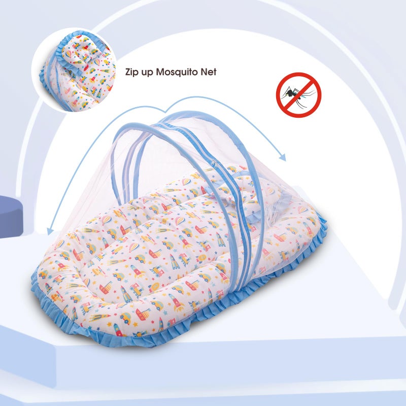 mee mee Mee Mee Cushioned Baby Mattress Set with Mosquito Net and Pillow - Transport - Image 3